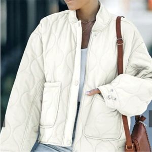 NWT Lucky Brand Quilted Puffer Jacket Women Off White Lightweight Full Zip